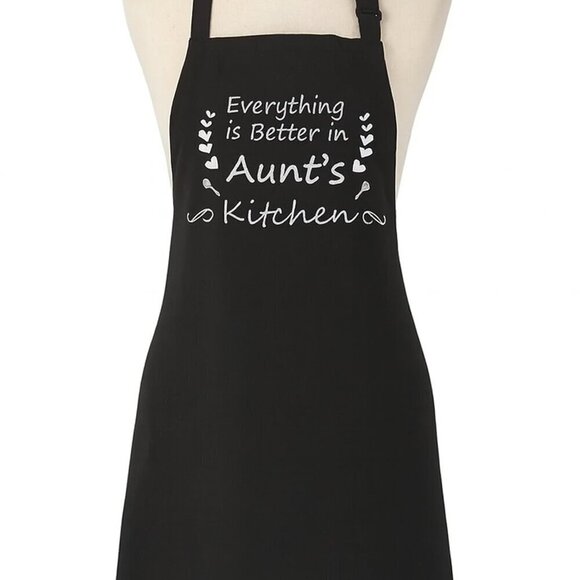 None Other - Aunt Kitchen Apron Black Graphic Novelty Cooking NWOT